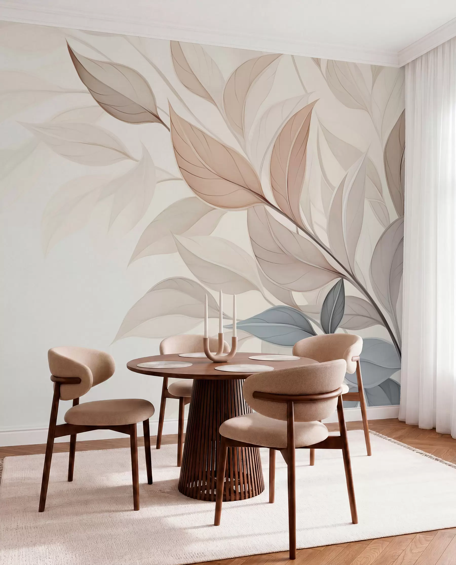 murales de pared Capas de hojas rosadas w05227