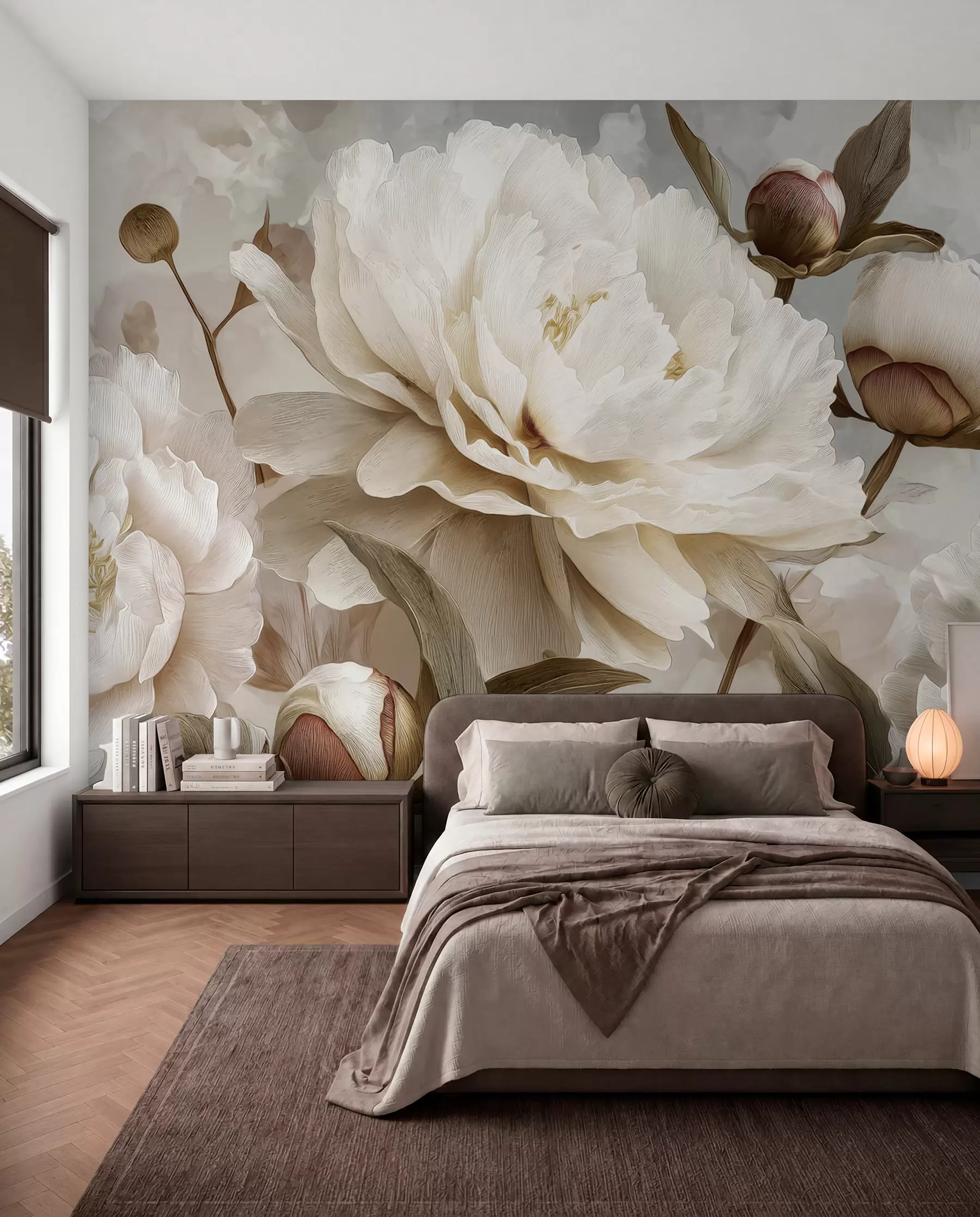 murales de pared Peonías en sombra suave w09689