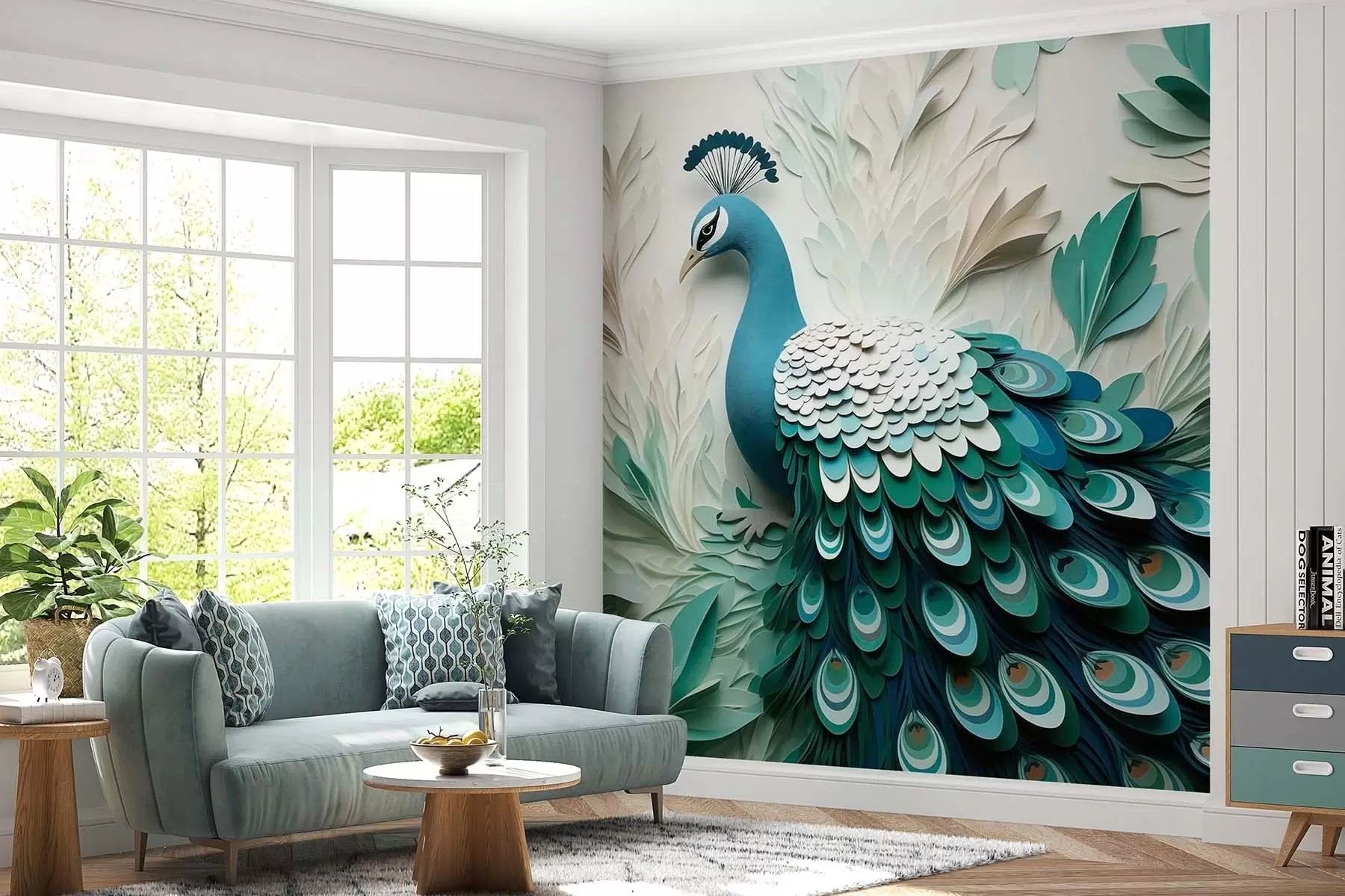 murales de pared Pavo real grande w09695