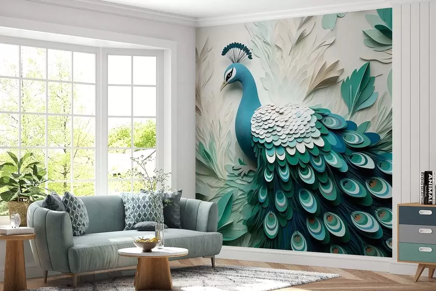 murales de pared Pavo real grande w09695