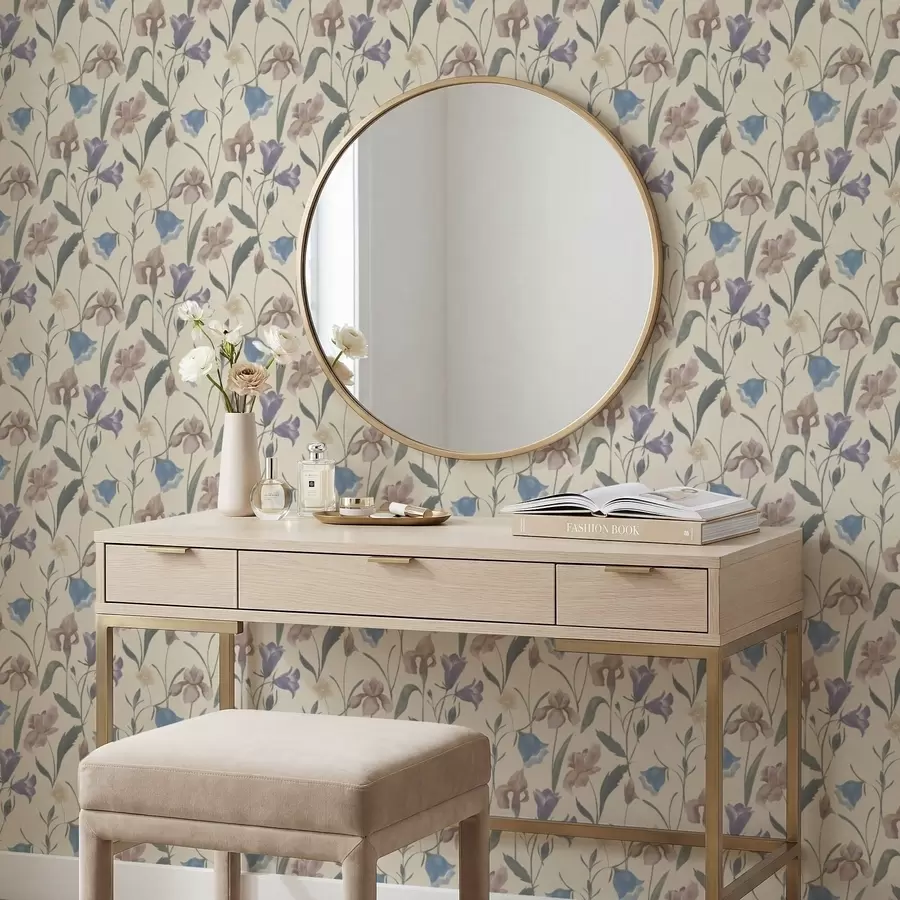 murales de pared Estampado floral en tonos pastel sobre fondo claro. a01118