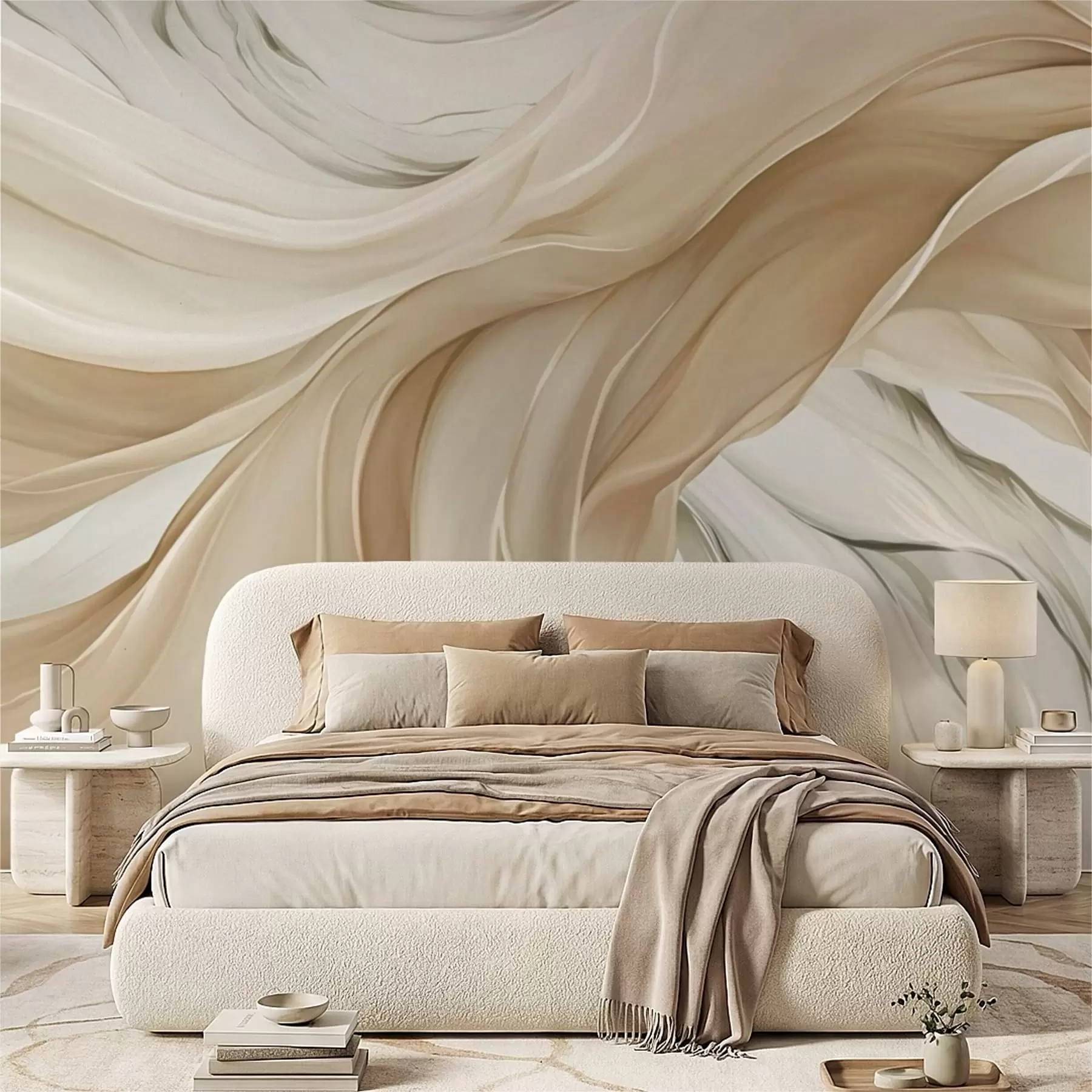 murales de pared Ondulaciones fluidas de tela beige w05152
