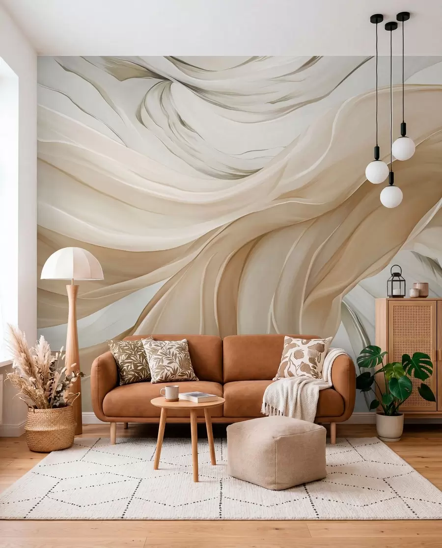 murales de pared Pliegues de marfil y arena w05152