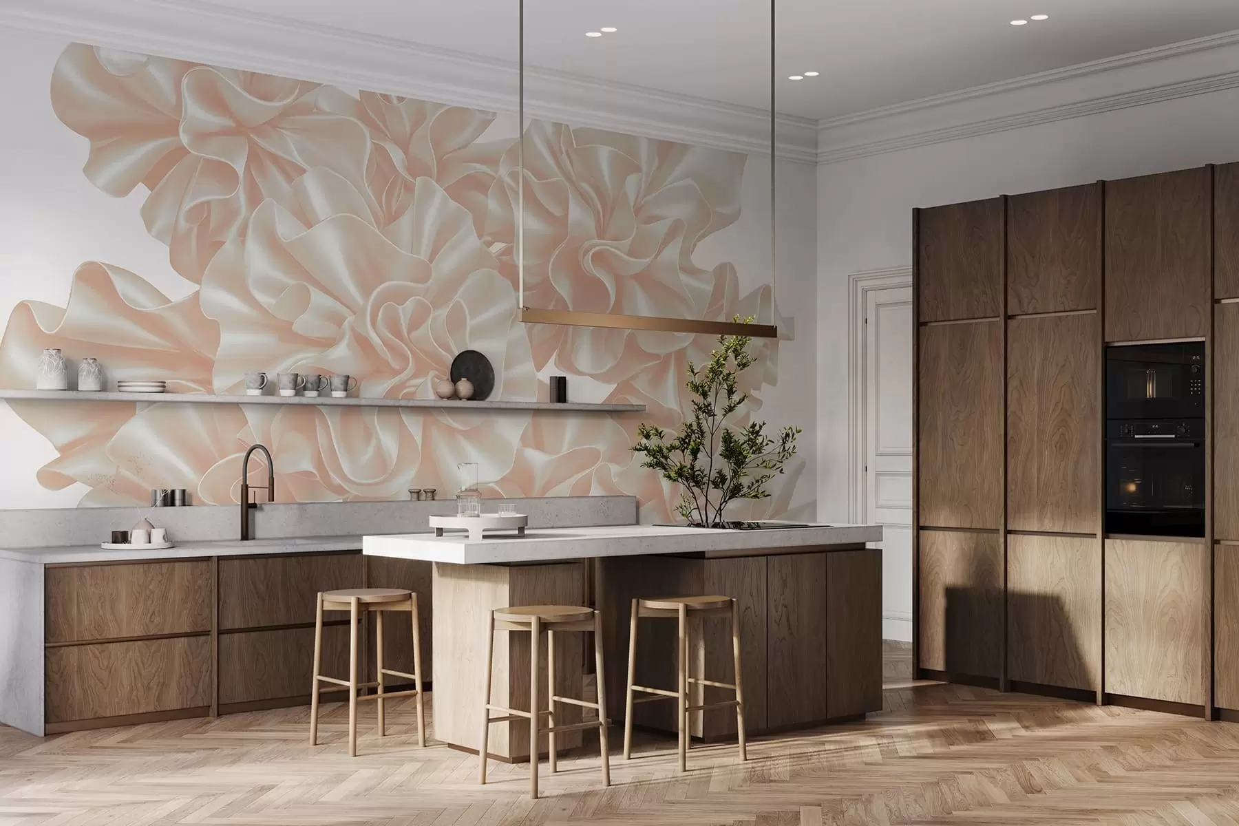 murales de pared Imitación de flores con cintas w05252