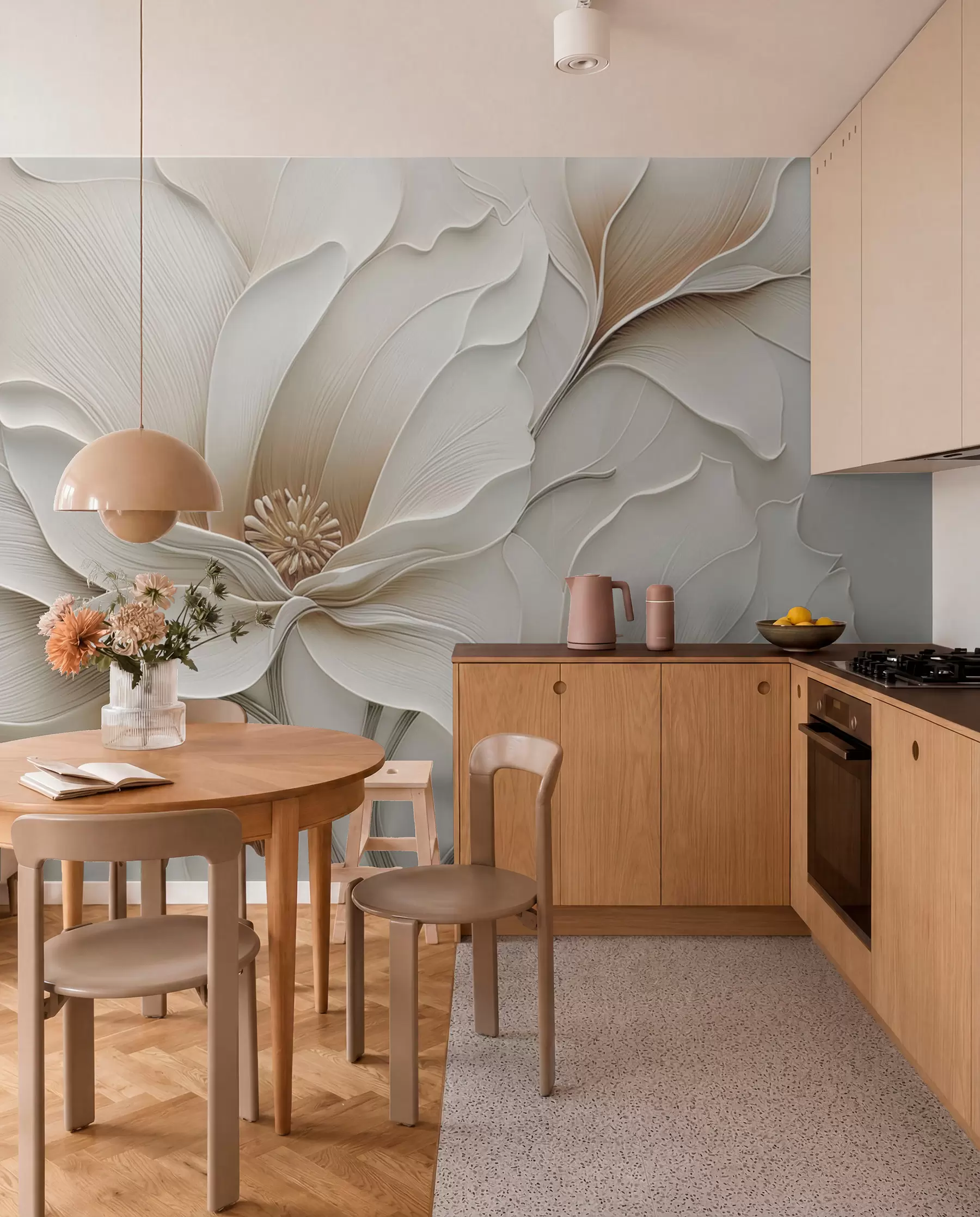 murales de pared Pliegues de una flor marfil w05269