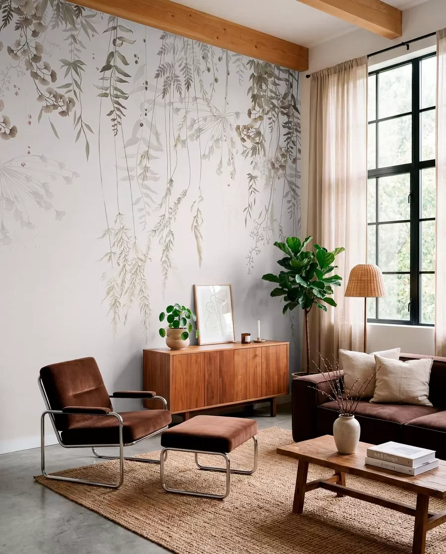 murales de pared Plantas silvestres colgantes sobre un fondo claro w05320
