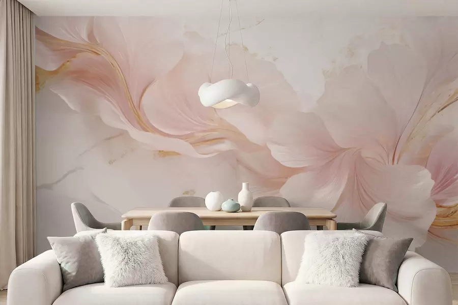 murales de pared Flores de color rosa pálido sobre un fondo claro w05357