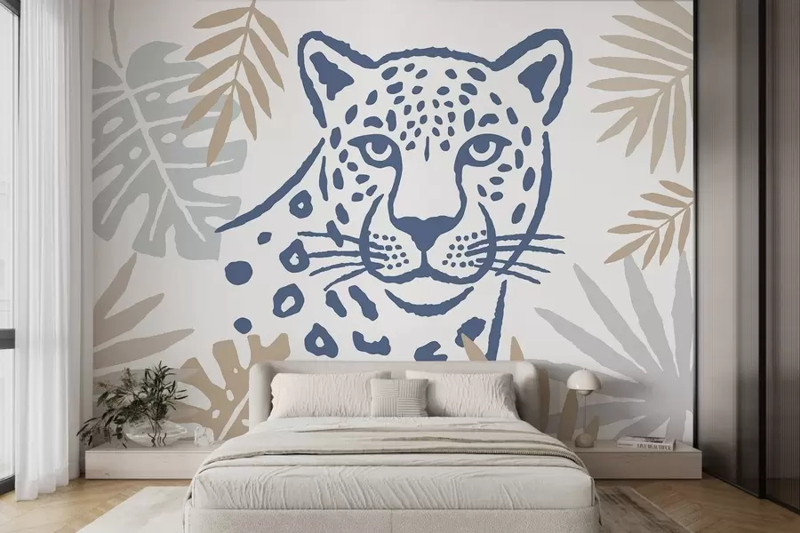 murales de pared Un leopardo entre las hojas w05396v2