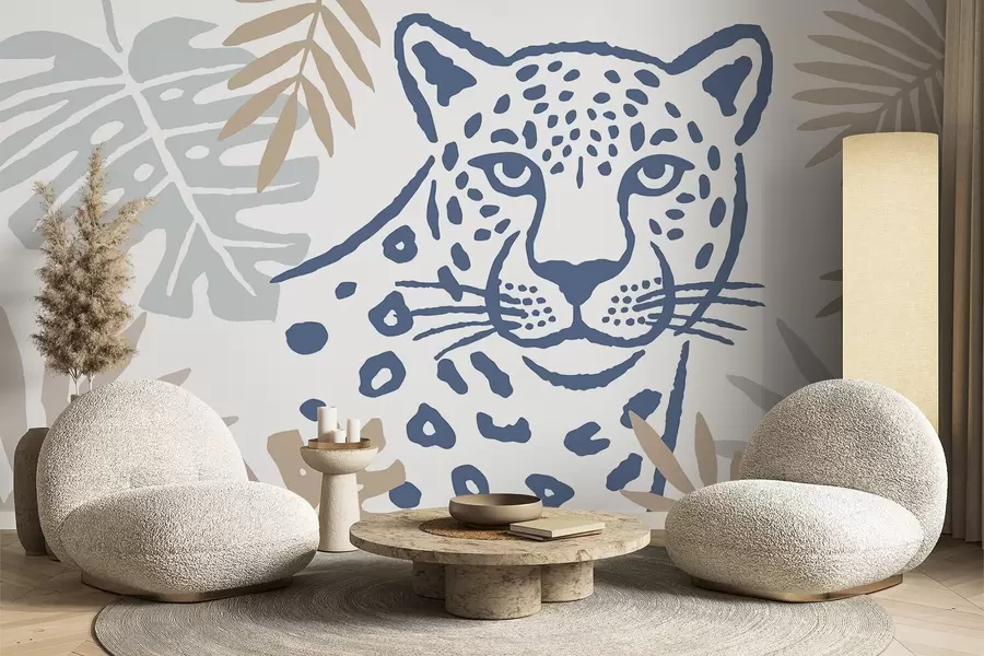 murales de pared Un leopardo entre las hojas w05396v2