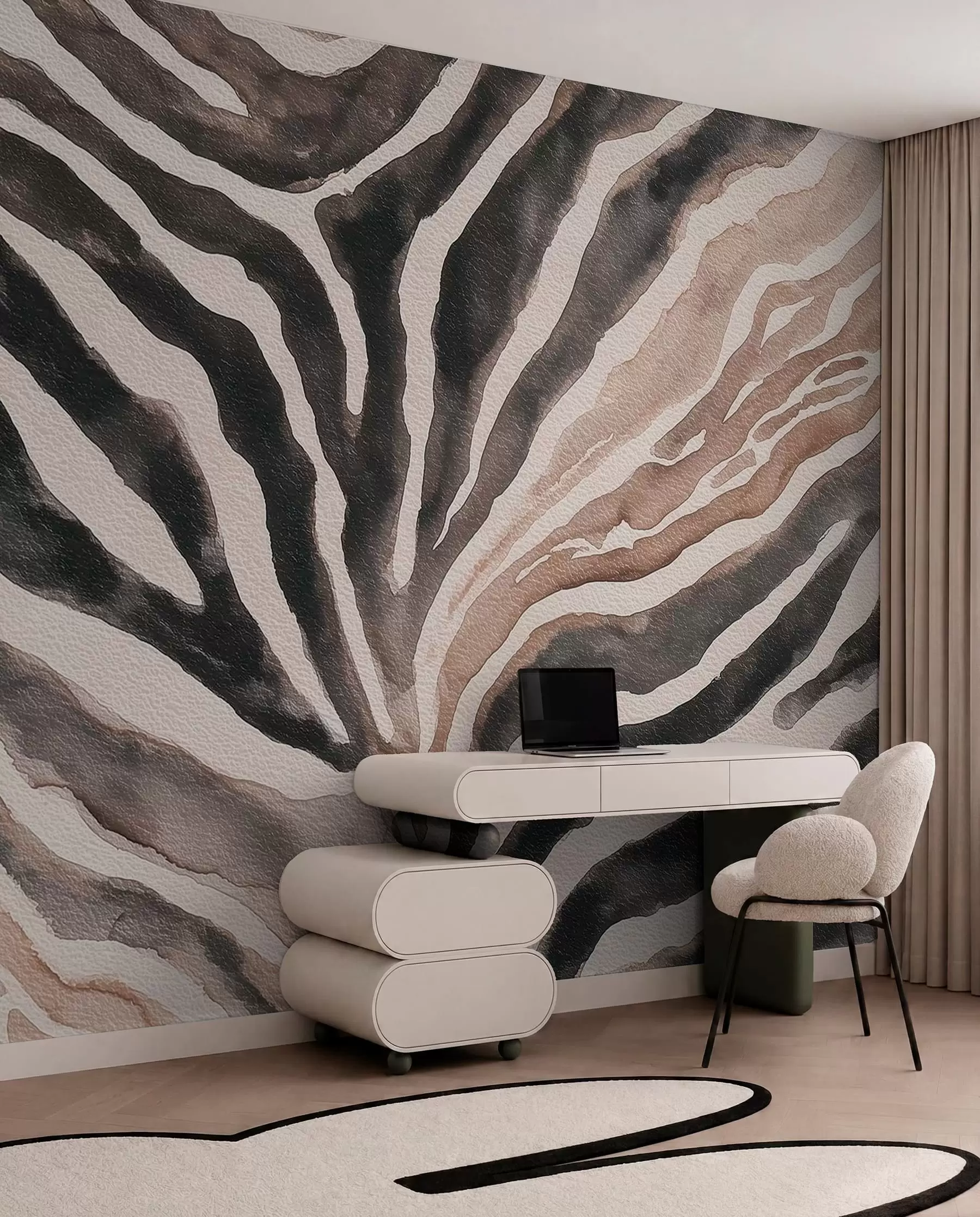murales de pared Rayas radiales en tonos tierra w09801