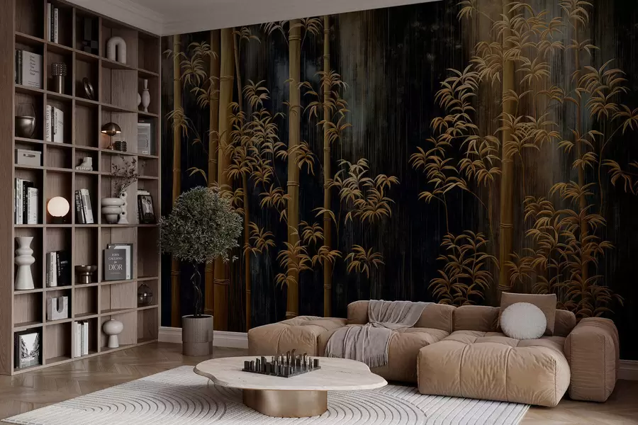 murales de pared Bambú oscuro sobre fondo negro w05120