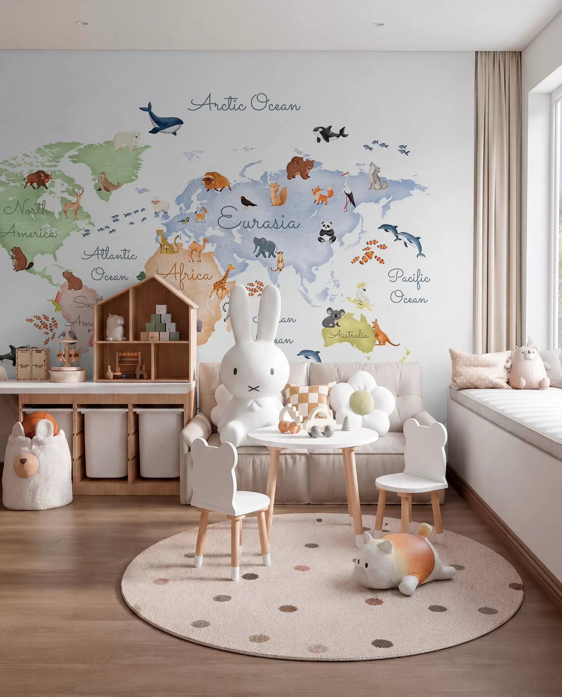 murales de pared Continentes animales en inglés c00012en