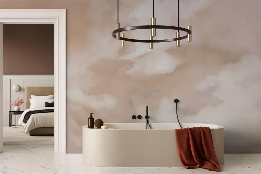 murales de pared Fondo difuminado y suave en tonos beige cálidos w05426