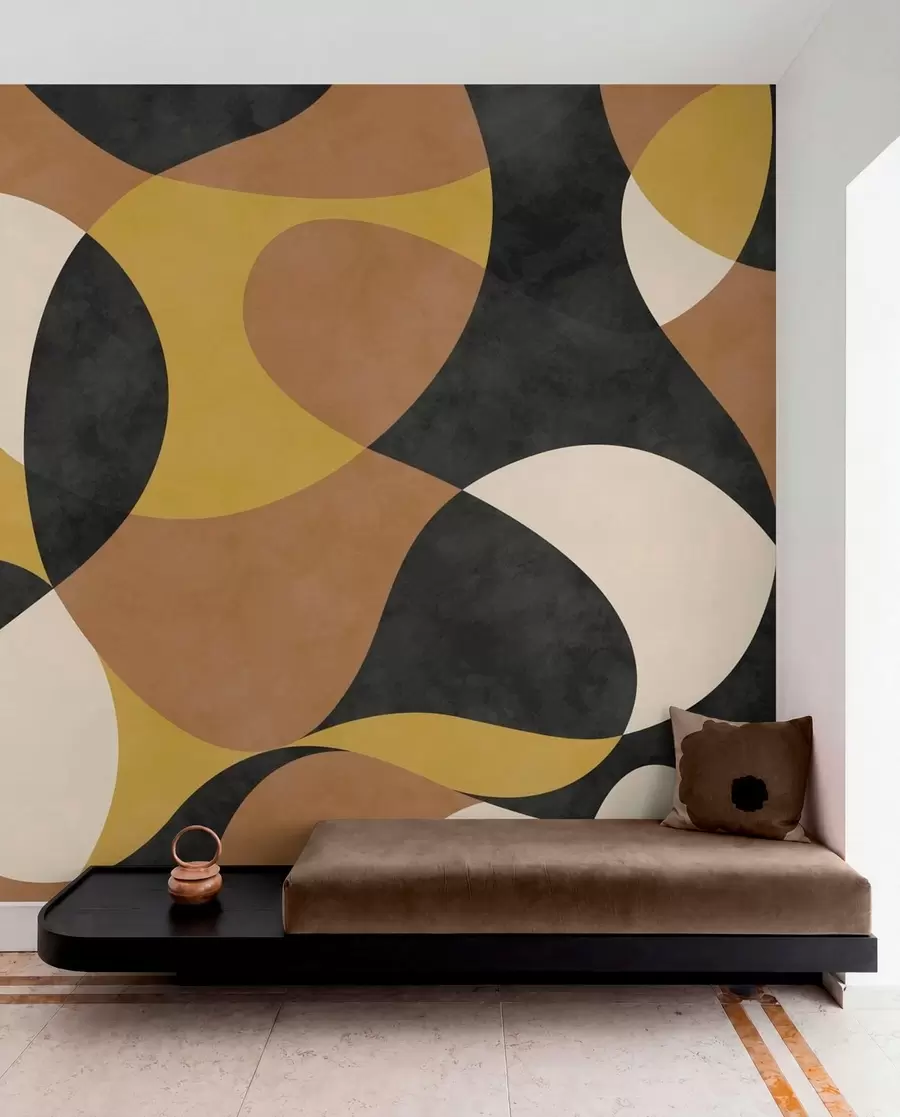 murales de pared Motivo abstracto con formas fluidas y contrastes w05149