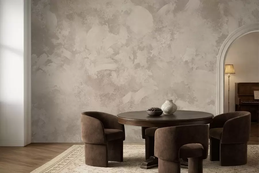 murales de pared Textura abstracta de pincel minimalista en tonos beige w05160