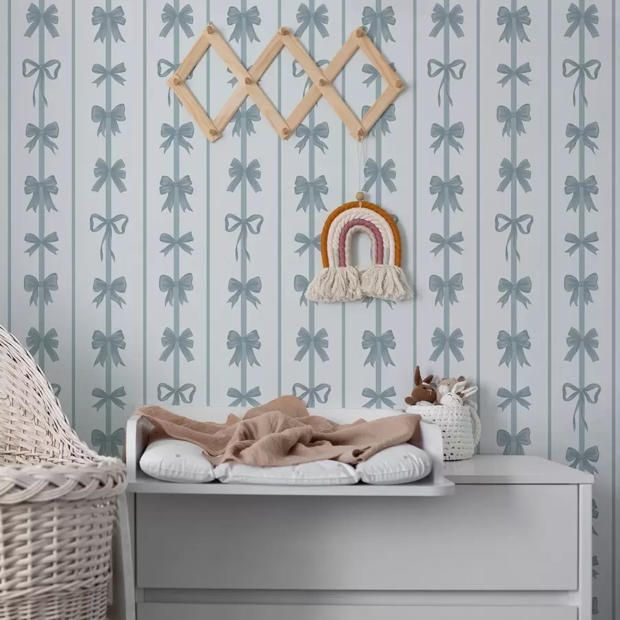 murales de pared Lazos azules a rayas sobre fondo claro a01075v2