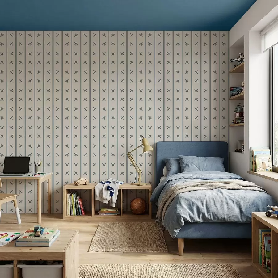 murales de pared Aviones con un diseño a rayas azules a01170