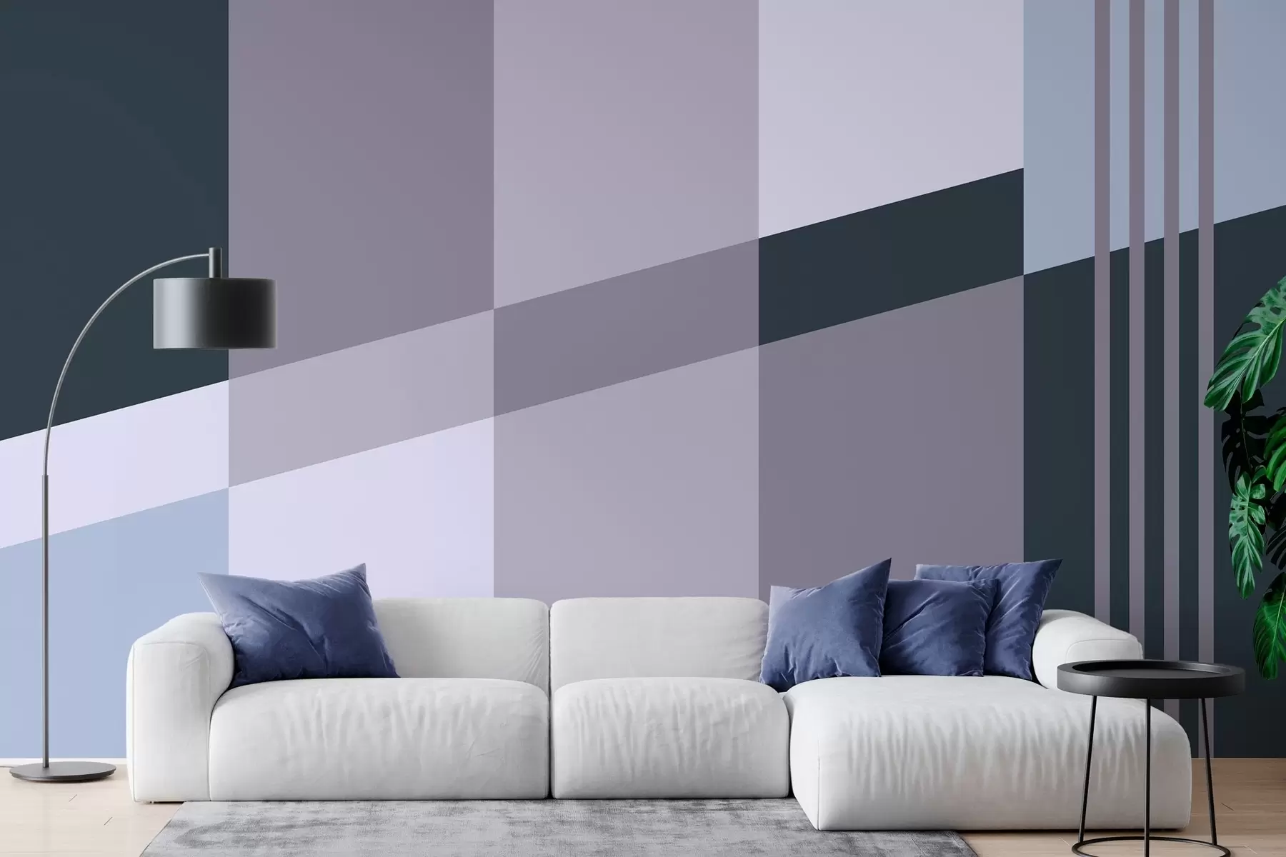 murales de pared Diseños geométricos discretos en tonos grises y azules w05390v1