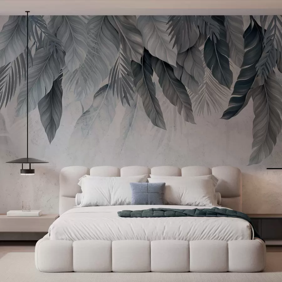 murales de pared Hojas tropicales colgantes sobre hormigón w05521v1
