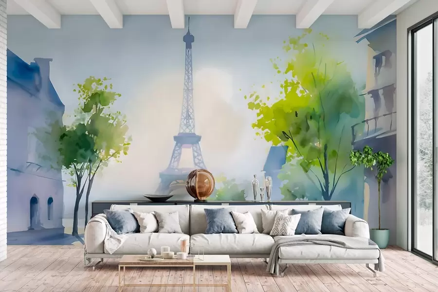 murales de pared París, un paisaje urbano en acuarela pintado «à la prima» w05566