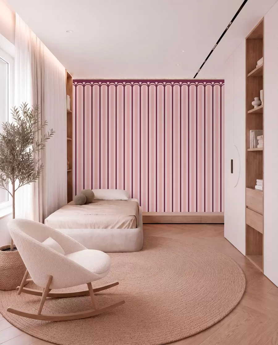 murales de pared Adorno vertical en tonos rosa y burdeos w05610v4