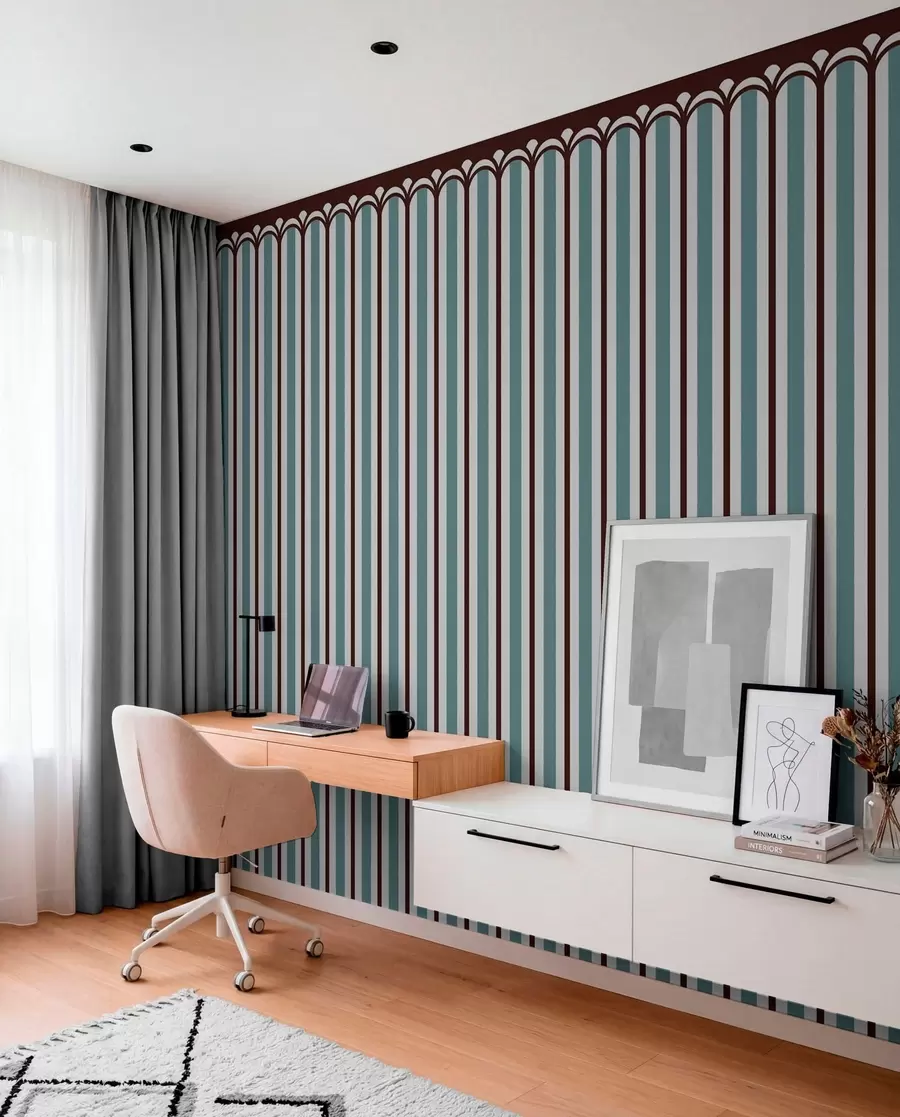 murales de pared Adorno vertical en tonos azules y marrones w05610v5