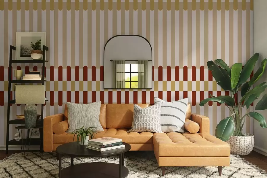 murales de pared Diseño a rayas en tonos beige y terracota w05150v3