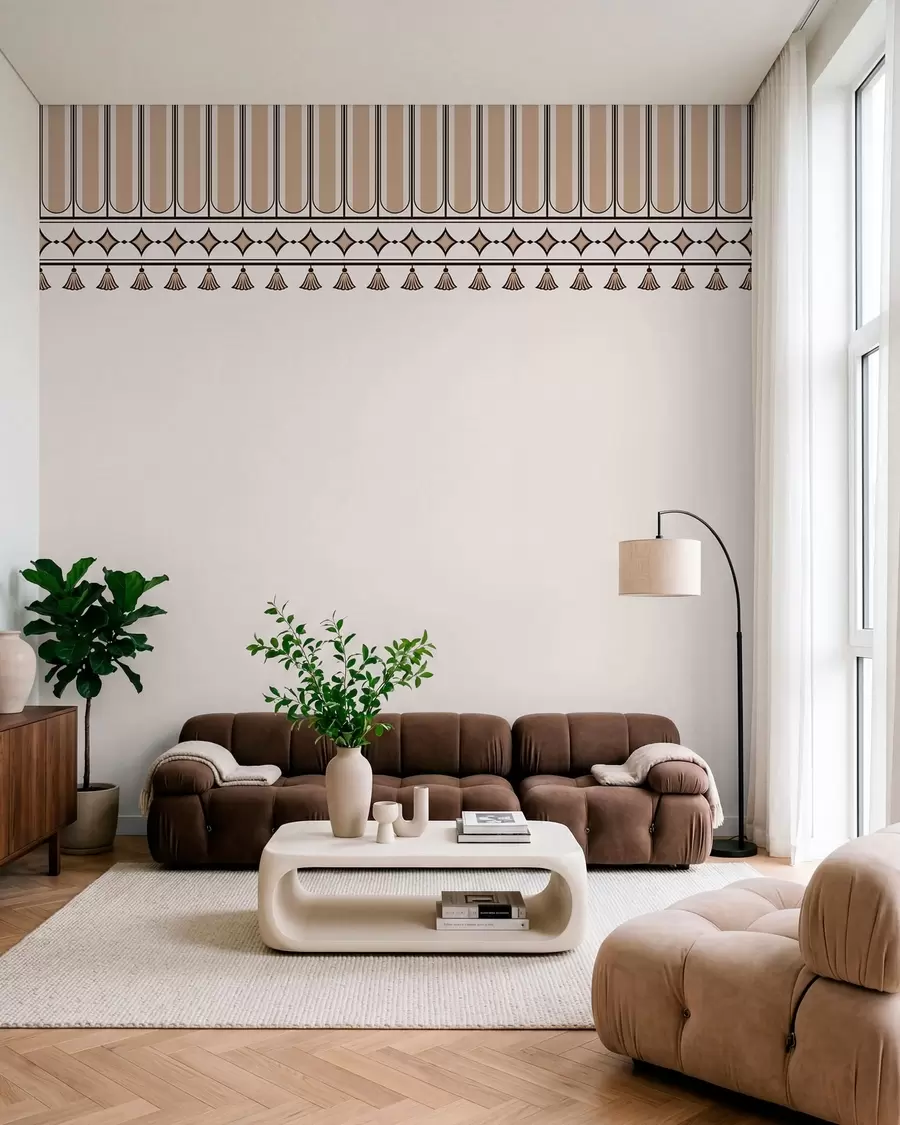 murales de pared Borde decorativo en tonos beige w05151