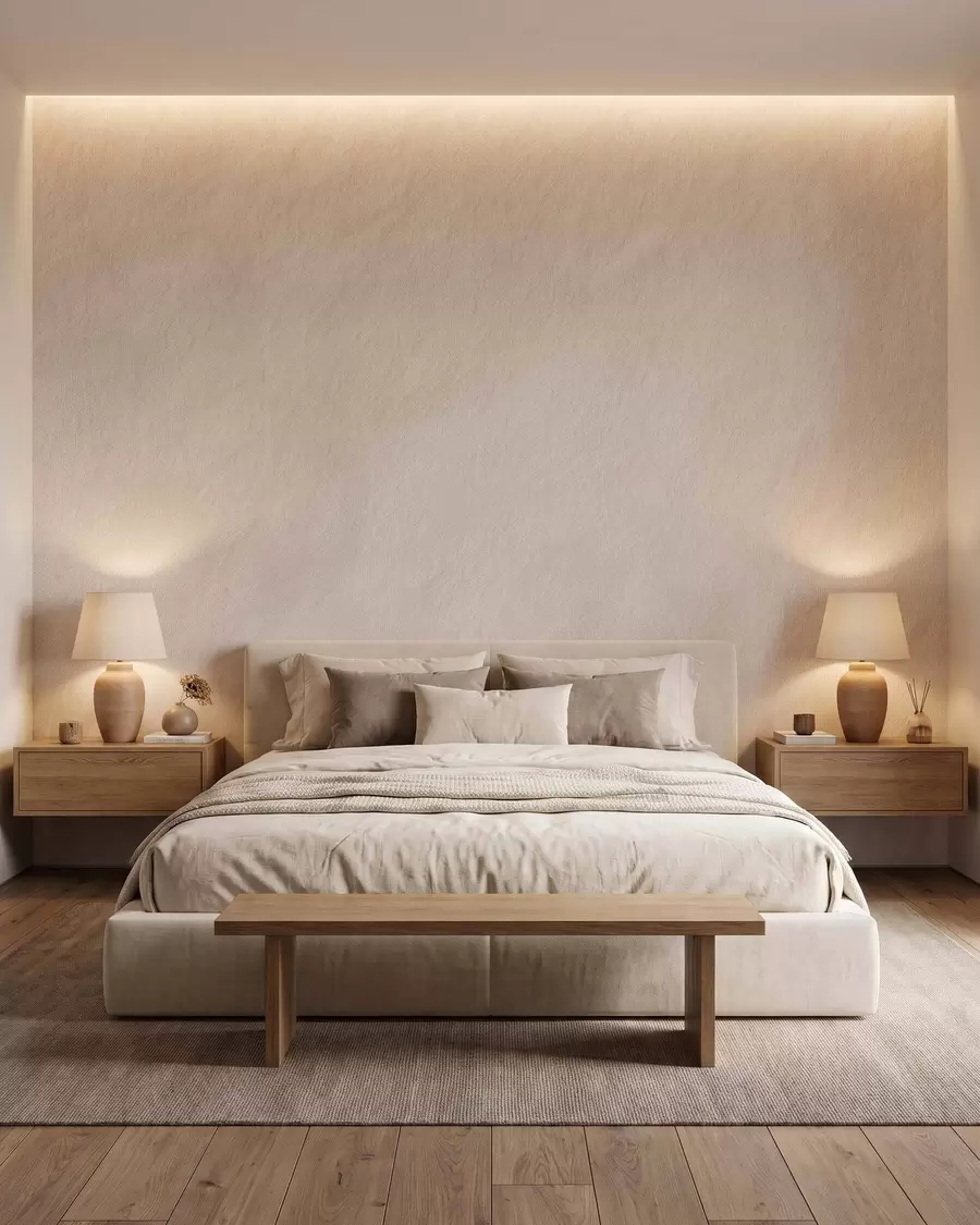murales de pared Fondo beige claro con efecto de yeso decorativo, estilo minimalista, textura de piedra w09800