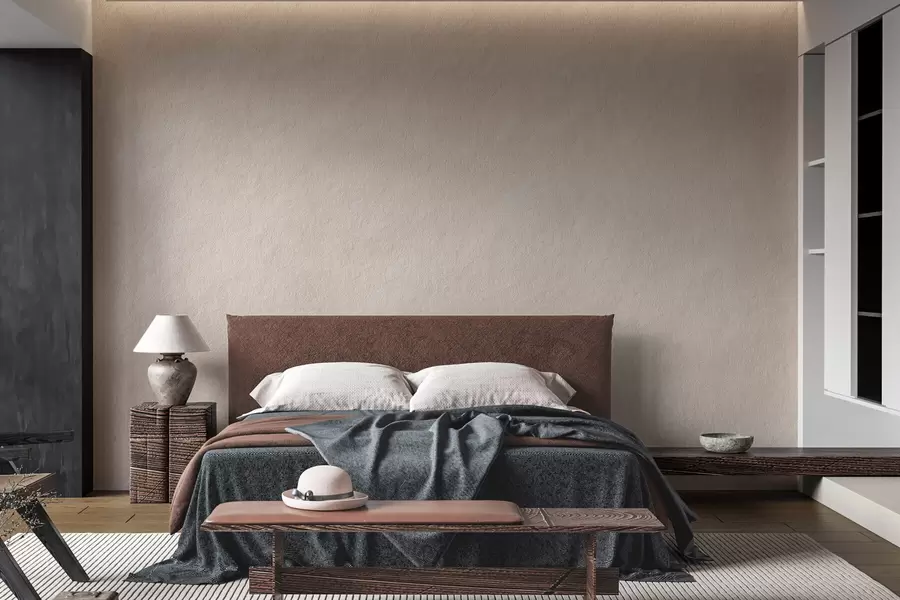 murales de pared Fondo beige claro con efecto de yeso decorativo, estilo minimalista, textura de piedra w09800