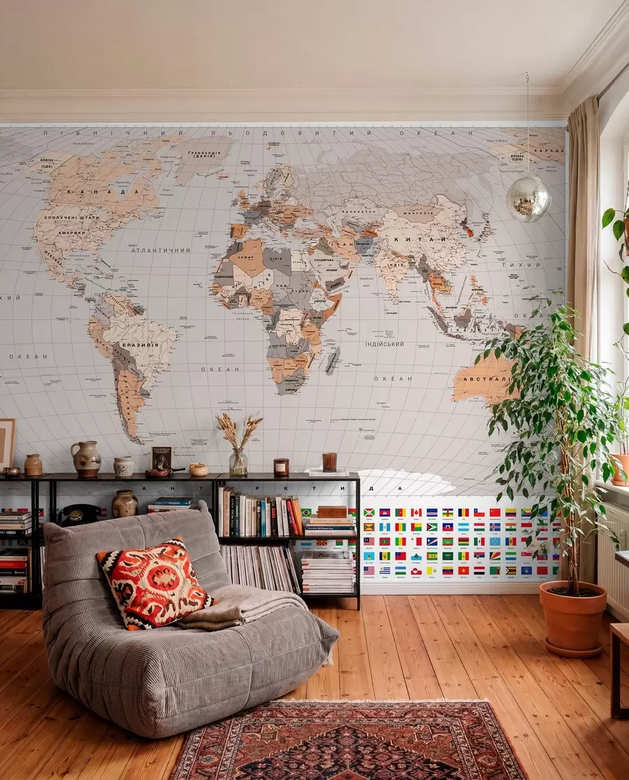 murales de pared Mundo en ucraniano — sepia c00004ukv2
