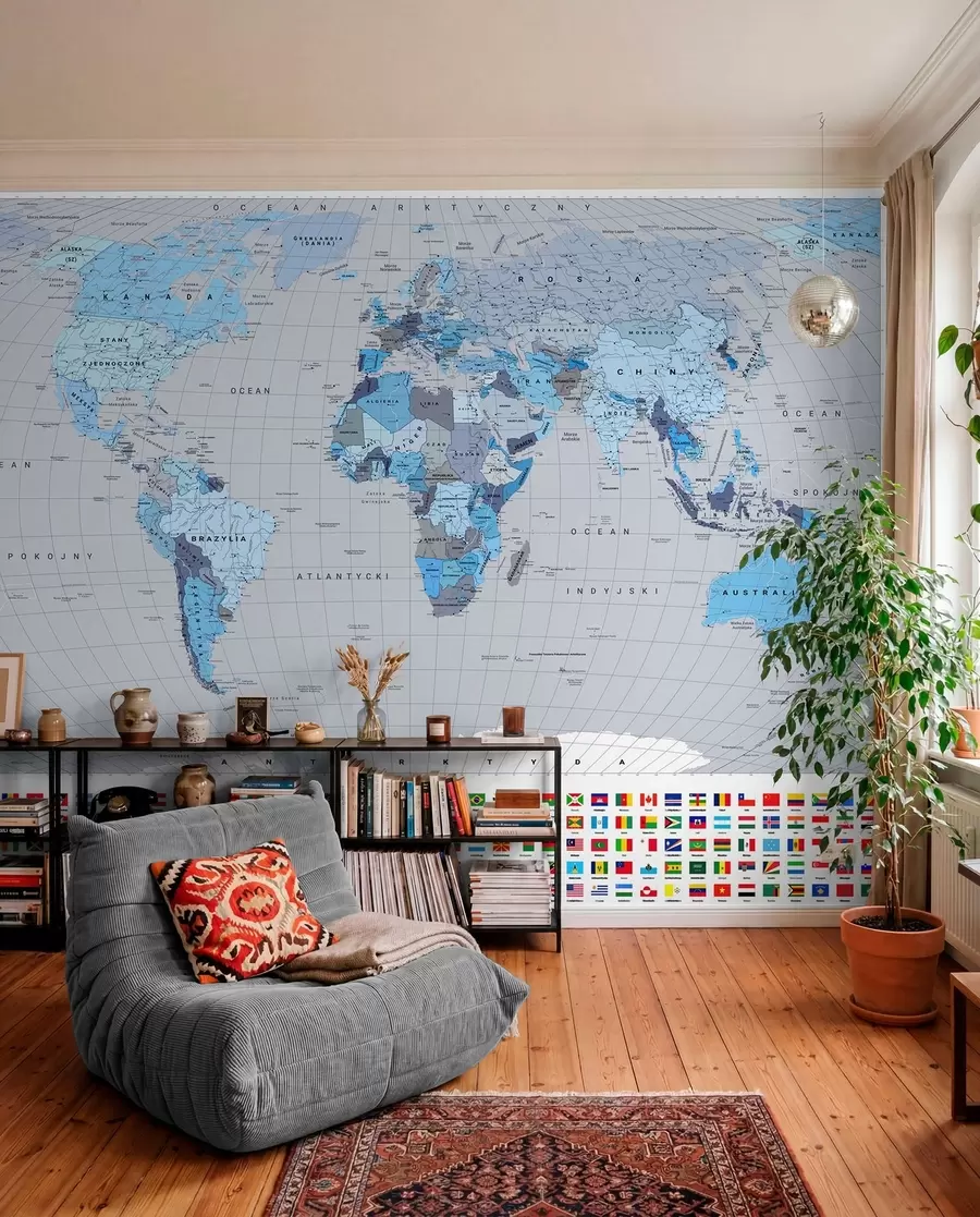 murales de pared Mundo en polaco — azul c00004plv3