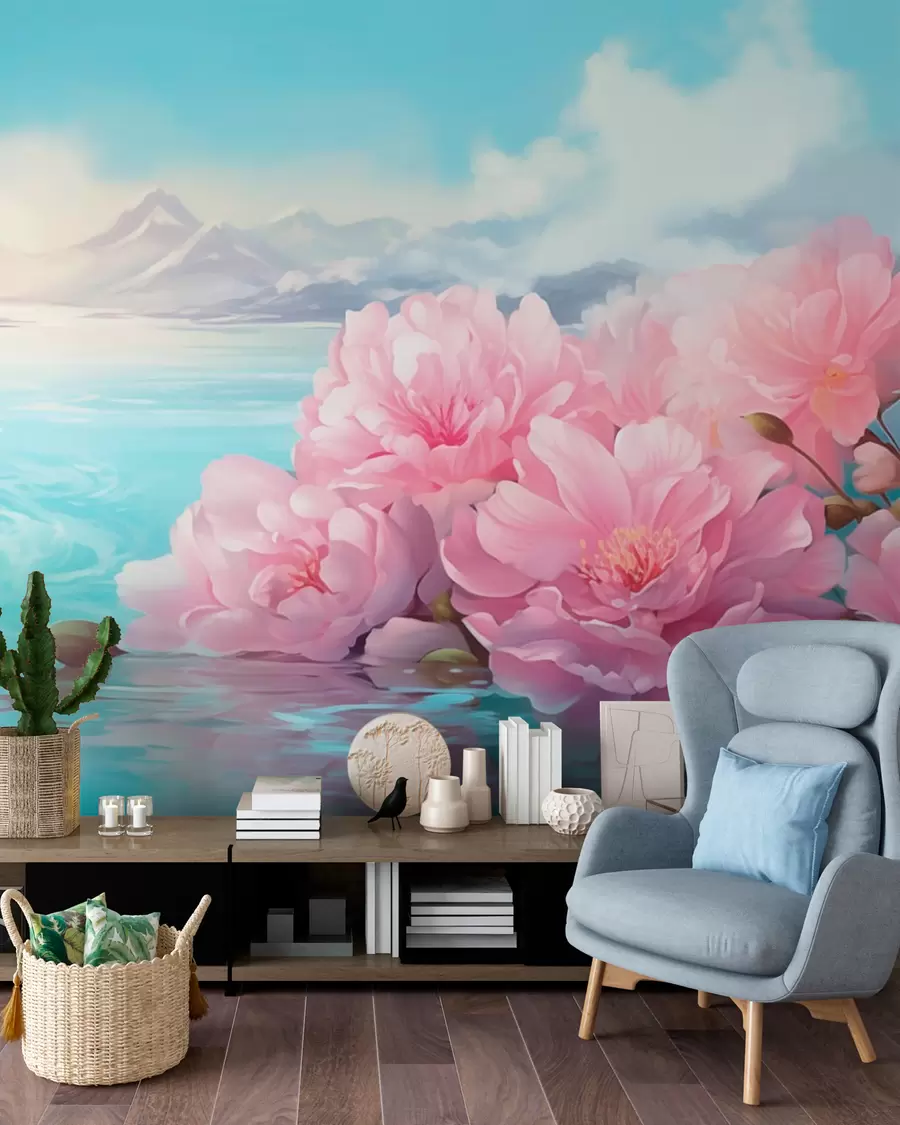 murales de pared Un lago con flores w05621