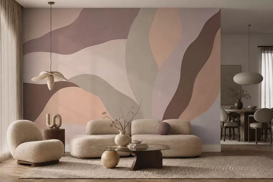 murales de pared Formas abstractas y fluidas en tonos pastel w05629