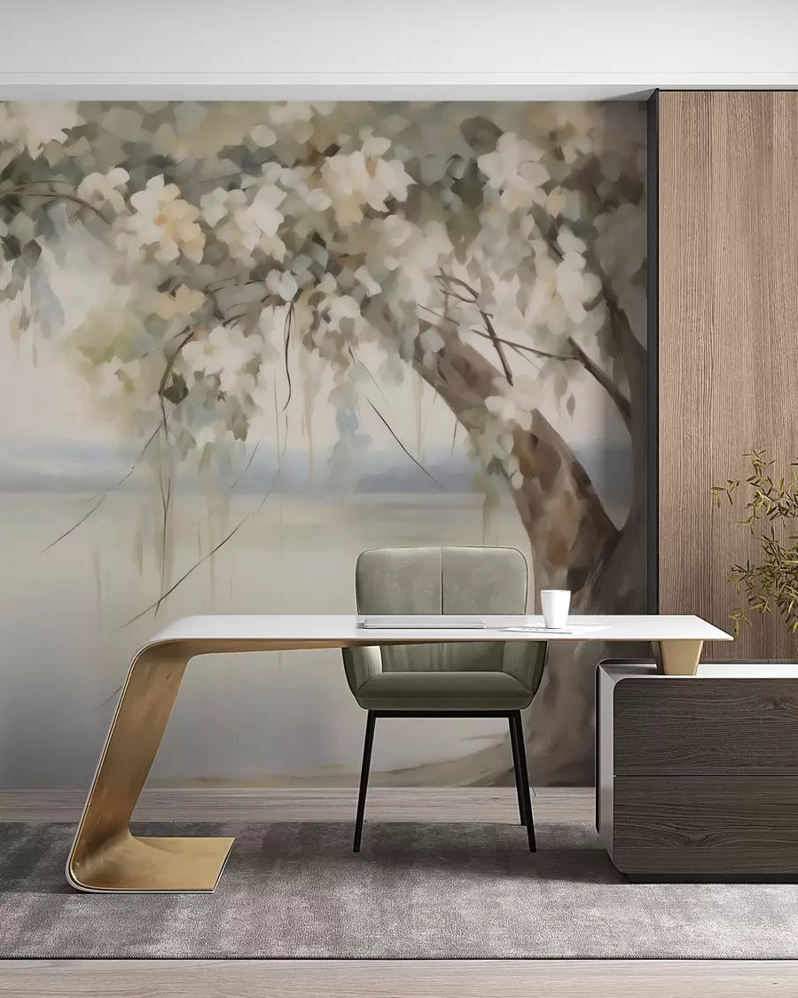 murales de pared Cuadro de imitación de un árbol junto al lago w05670