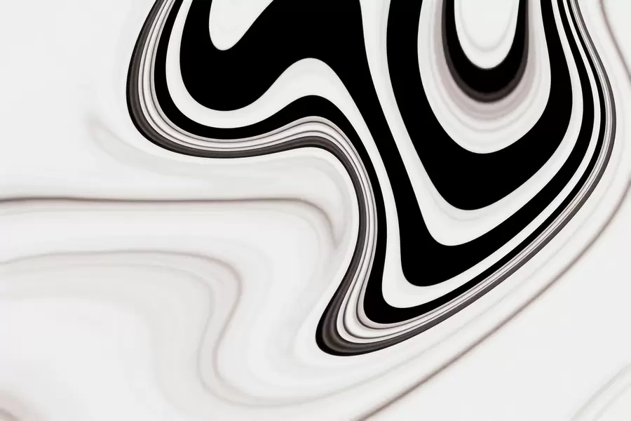 murales de pared Mural abstracto con ondulaciones fluidas en blanco y negro, de estilo minimalista moderno w09877