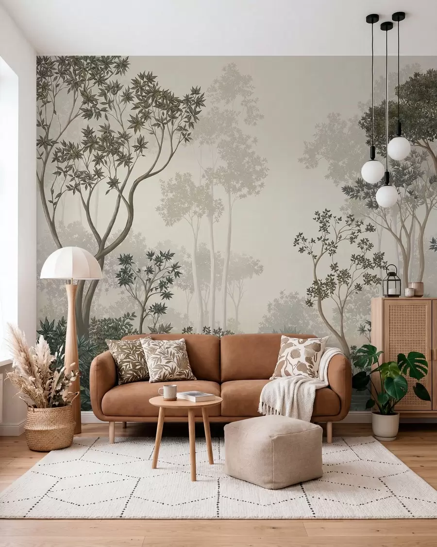 murales de pared Bosque de árboles esbeltos w05700