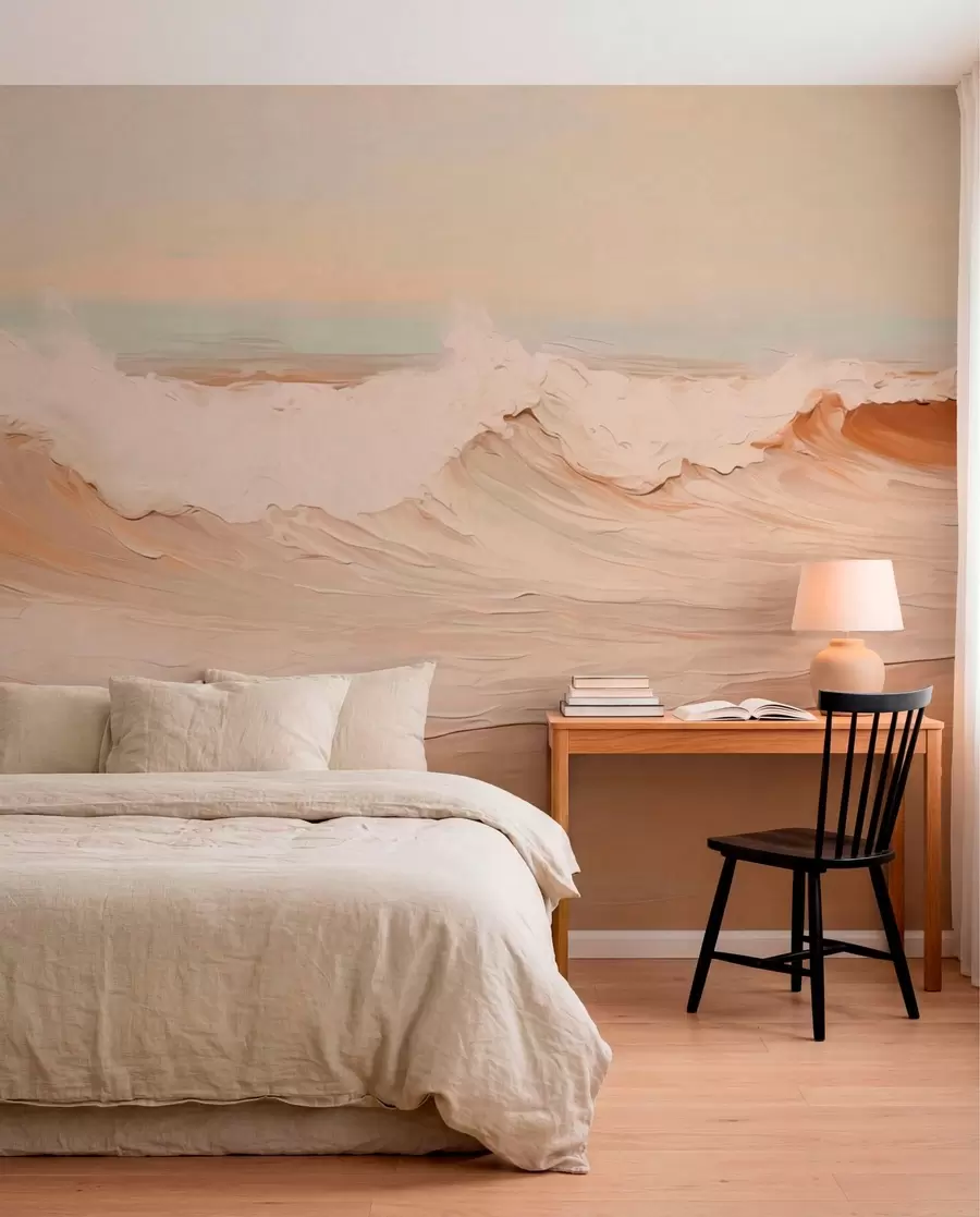 murales de pared Olas marinas abstractas en tonos pastel w05697