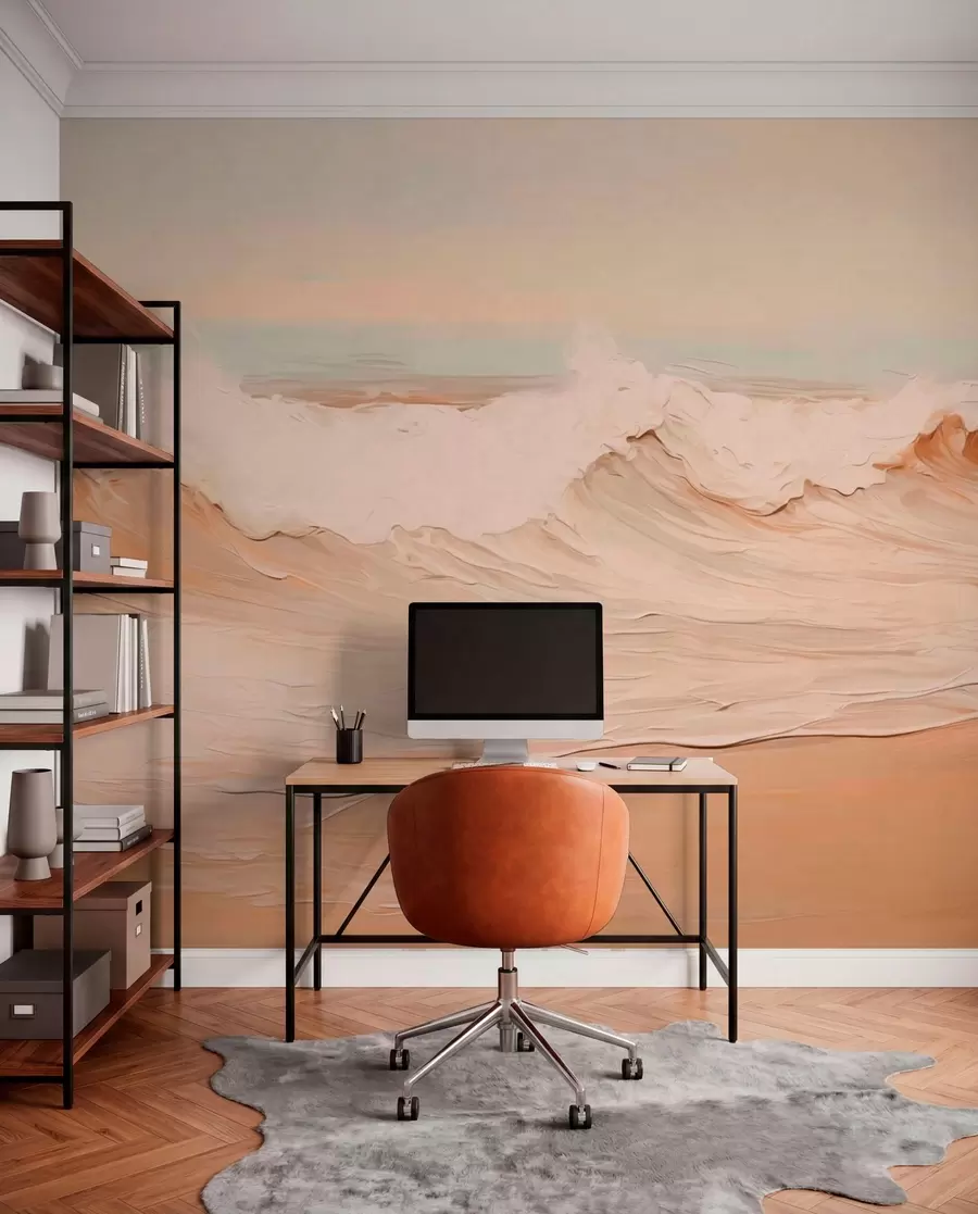 murales de pared Olas marinas abstractas en tonos pastel w05697