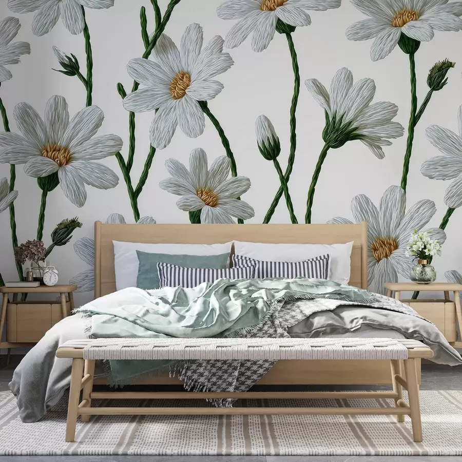 murales de pared Margaritas silvestres blancas w09915