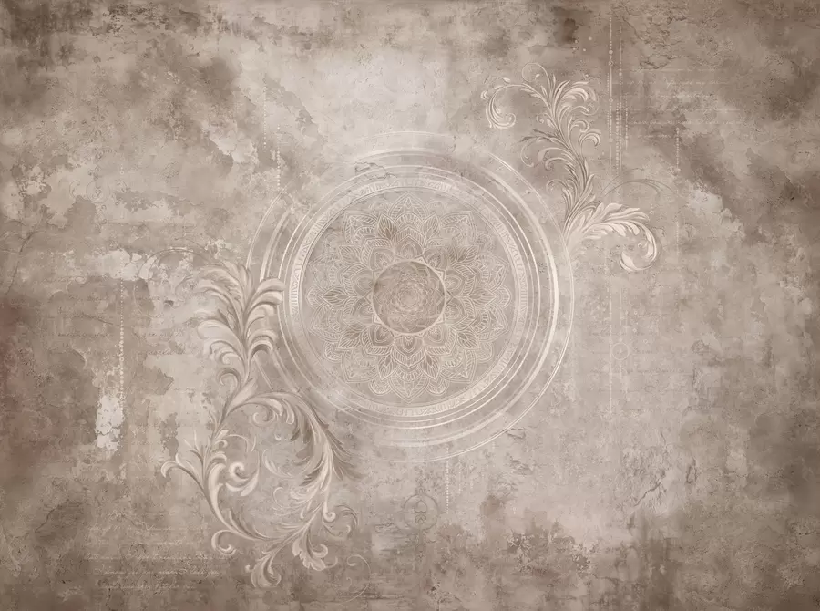 murales de pared Motivo circular ornamental sobre un fondo texturizado w05727