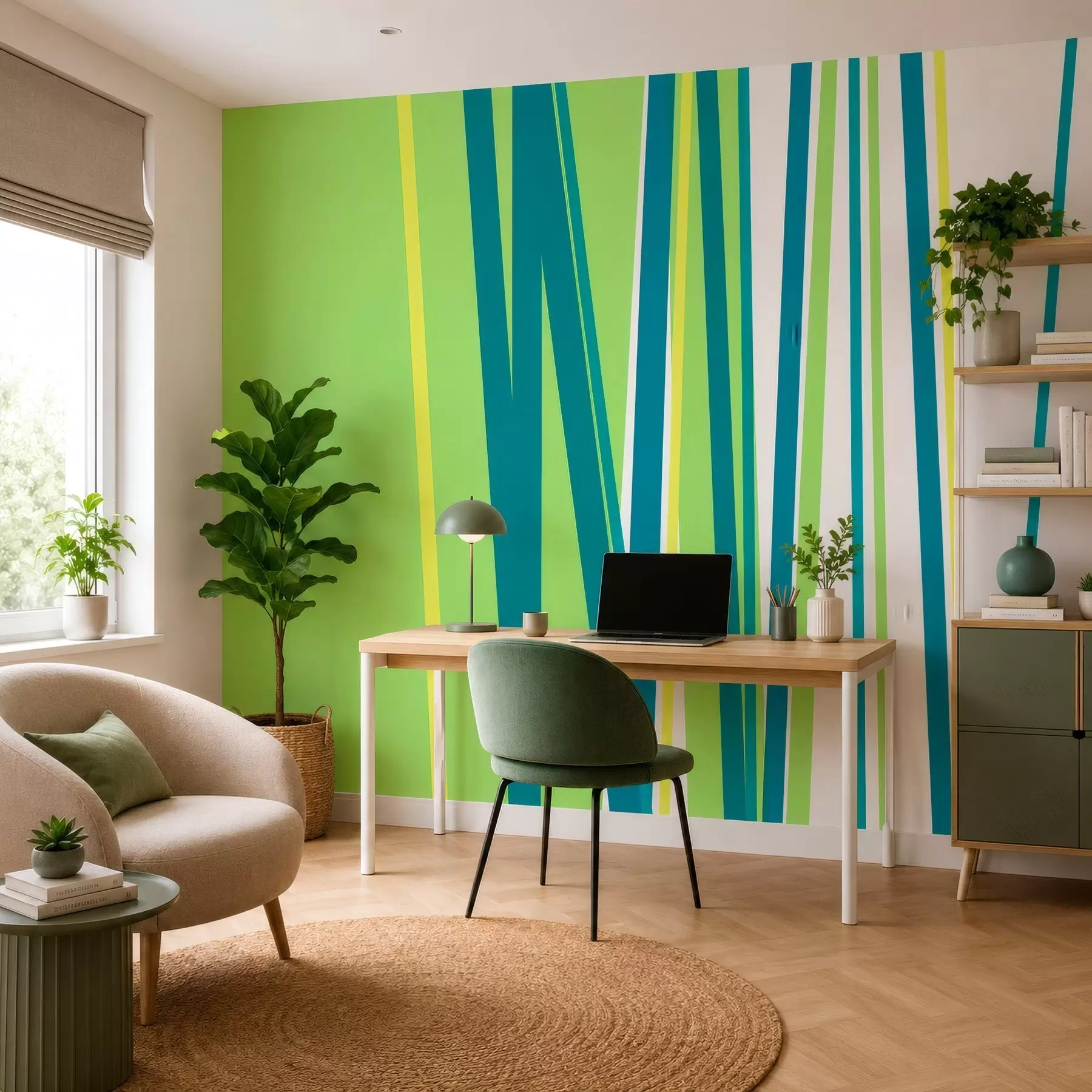 murales de pared una raya abstracta y llamativa w05749