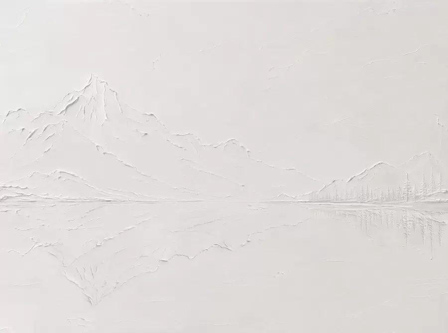 murales de pared Paisaje montañoso en relieve con el reflejo en aguas tranquilas w05739