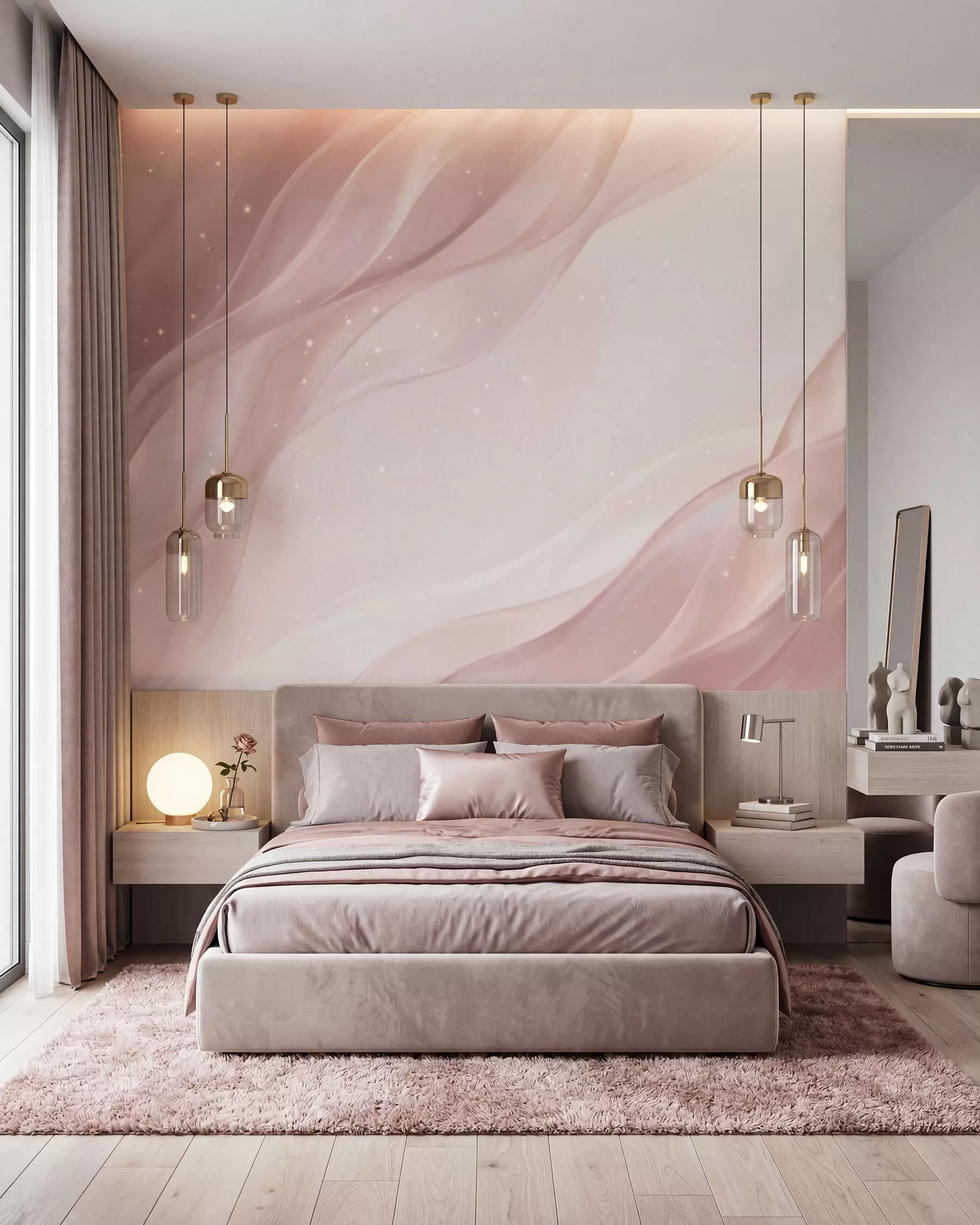 murales de pared Cintas rosas en la brisa w09959
