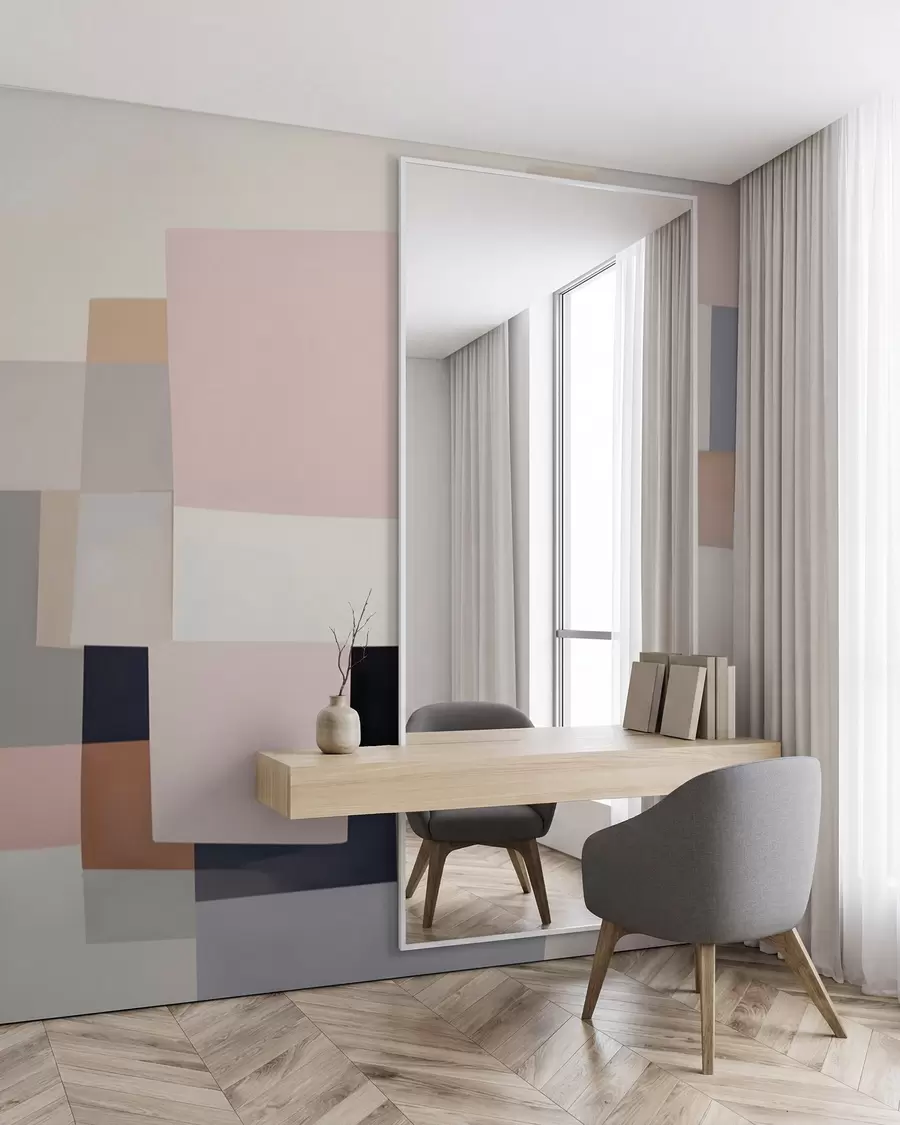 murales de pared Abstracción geométrica con desenfoque simulado y textura w05785