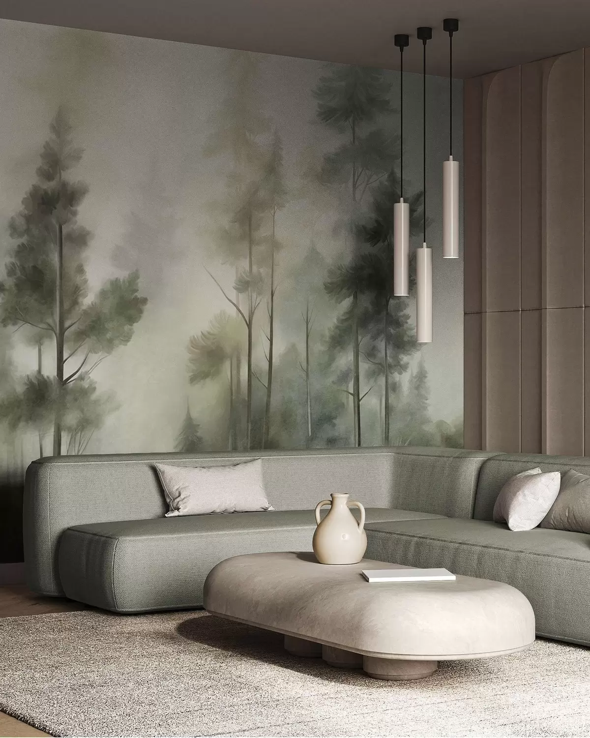 murales de pared Pinos en bruma dorada w09982v2