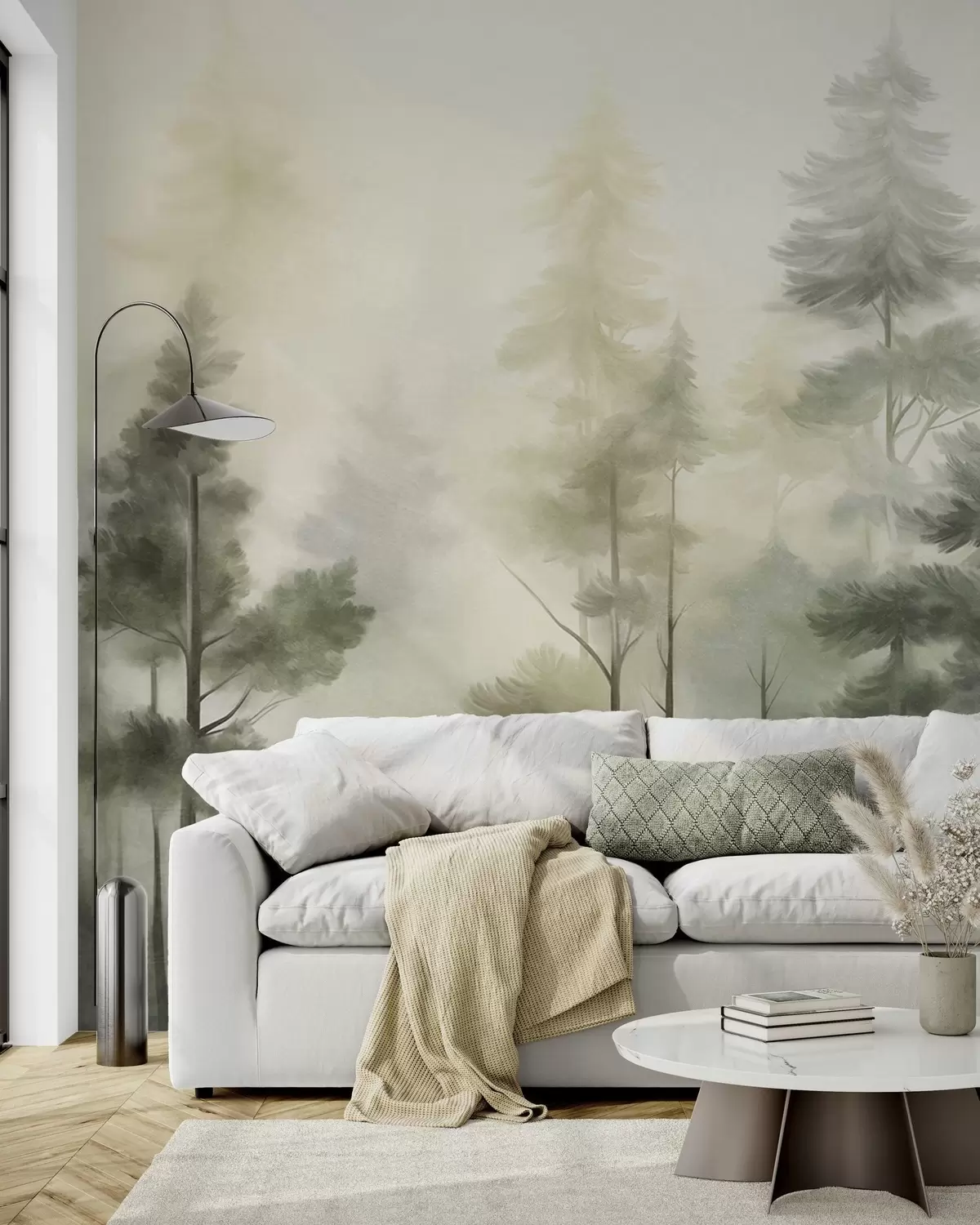murales de pared Pinos en bruma dorada w09982v2