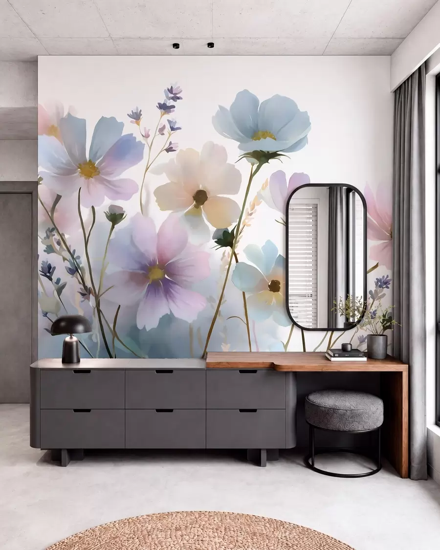 murales de pared Flores silvestres en estilo acuarela w05755