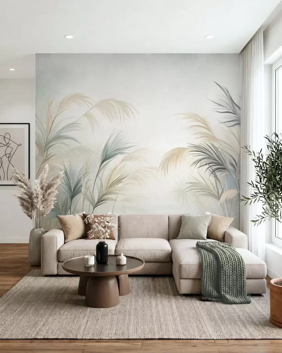 murales de pared Palmera en tonos pastel w09984