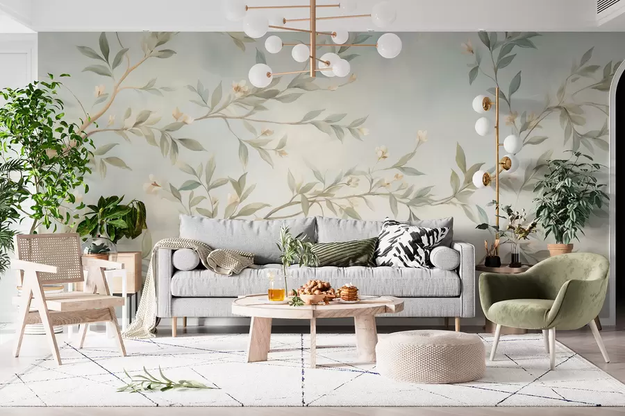 murales de pared Una rama con flores w05677